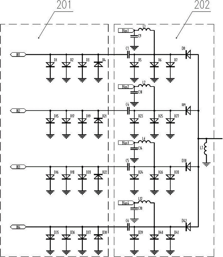A multi-channel input microwave gain control module