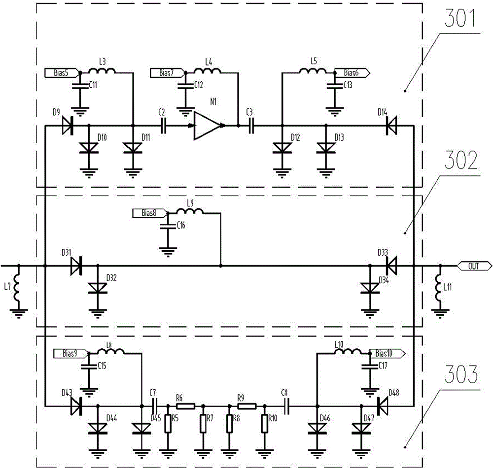 A multi-channel input microwave gain control module