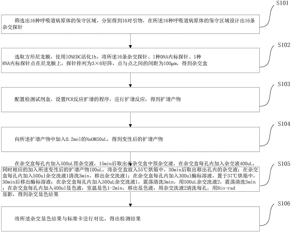 Kit and method for gene chip detection of 16 respiratory pathogens