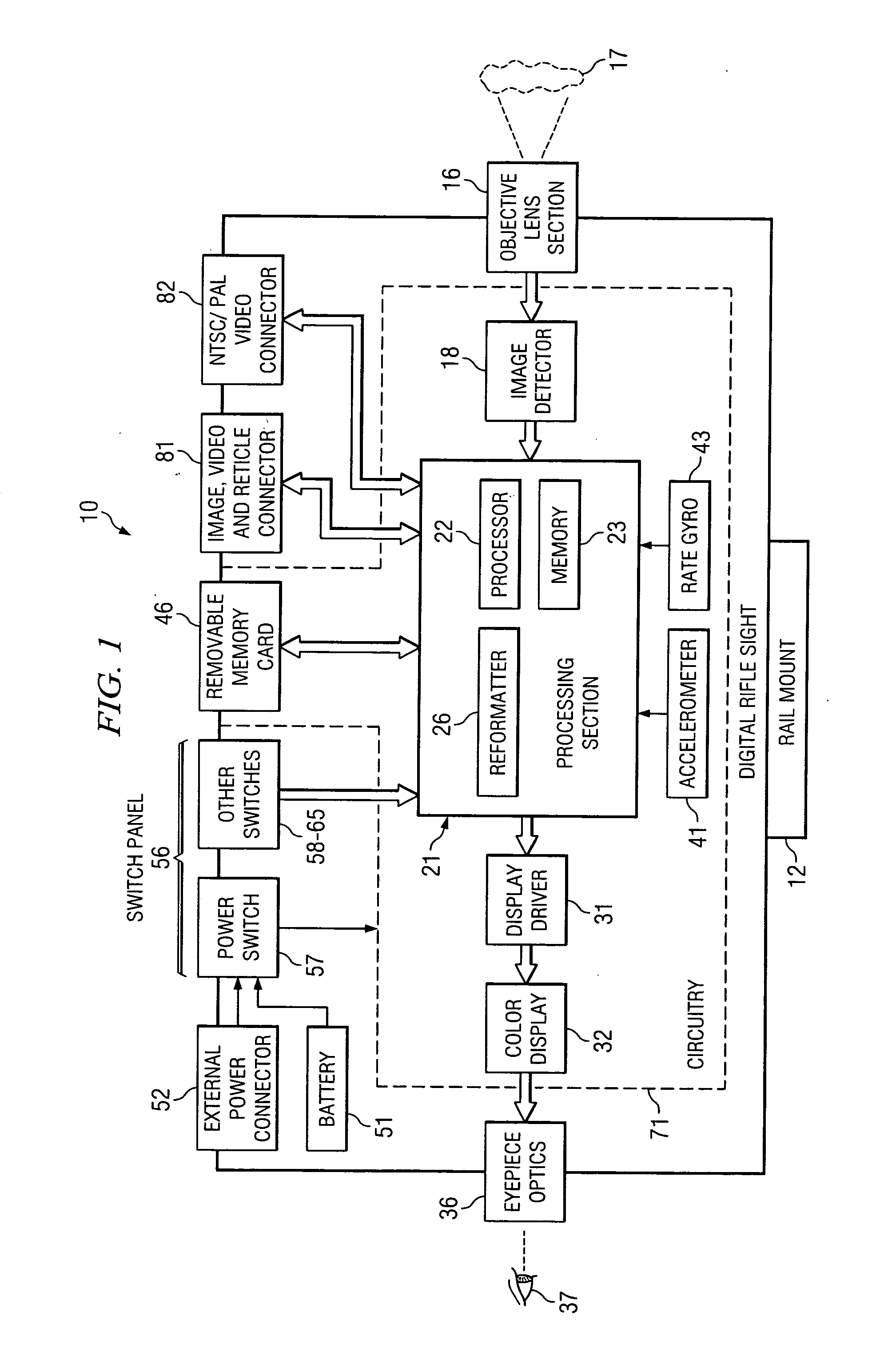 Electronic firearm sight, and method of operating same