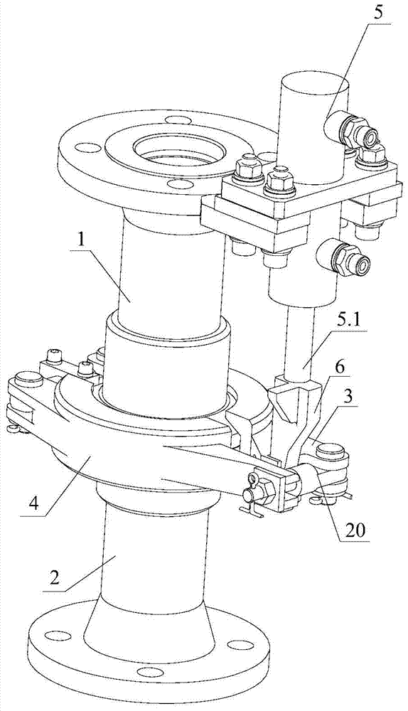 Emergency release device for cryogenic fluid handling arm