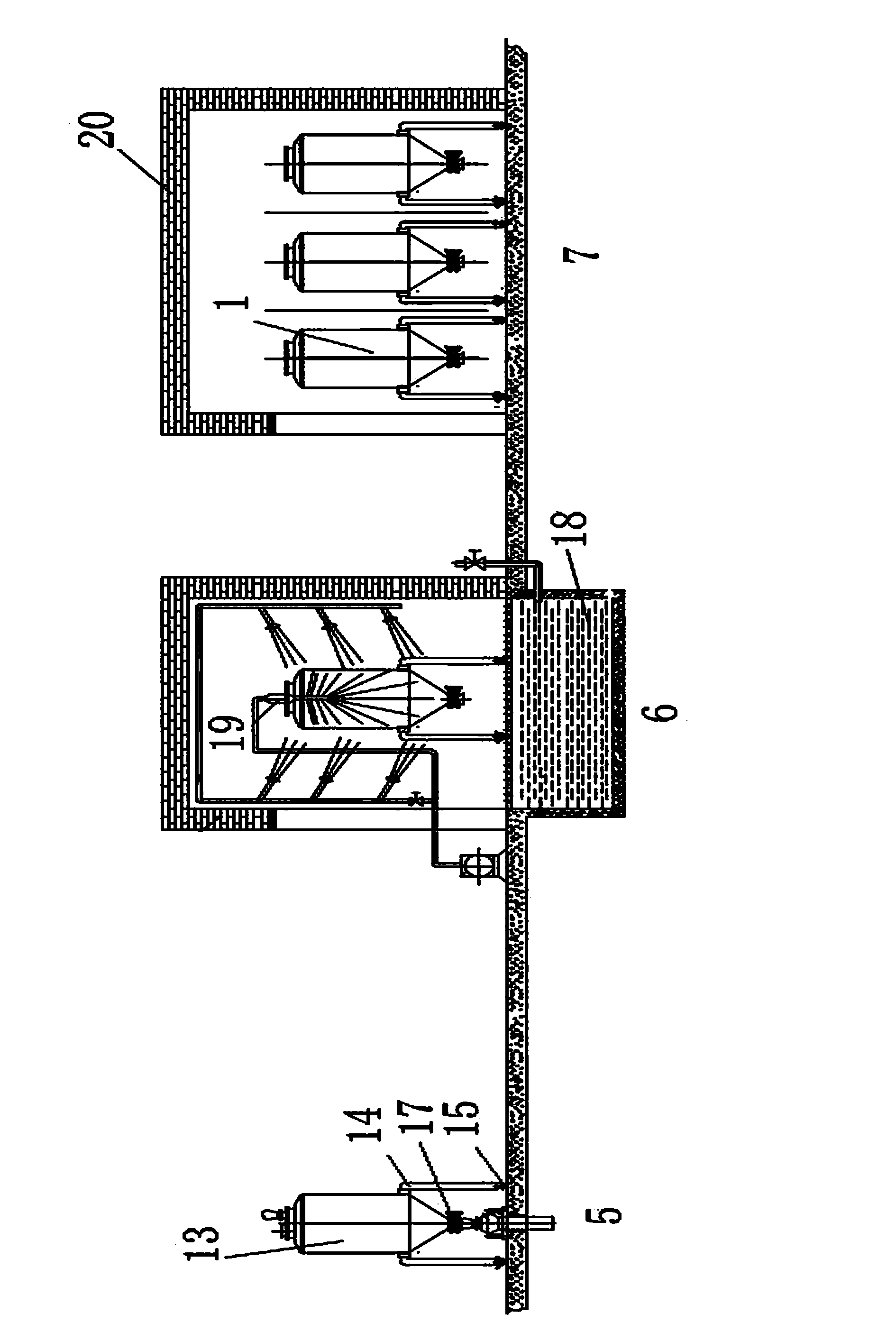 Temporary storage and mixing system used for material, and application method thereof