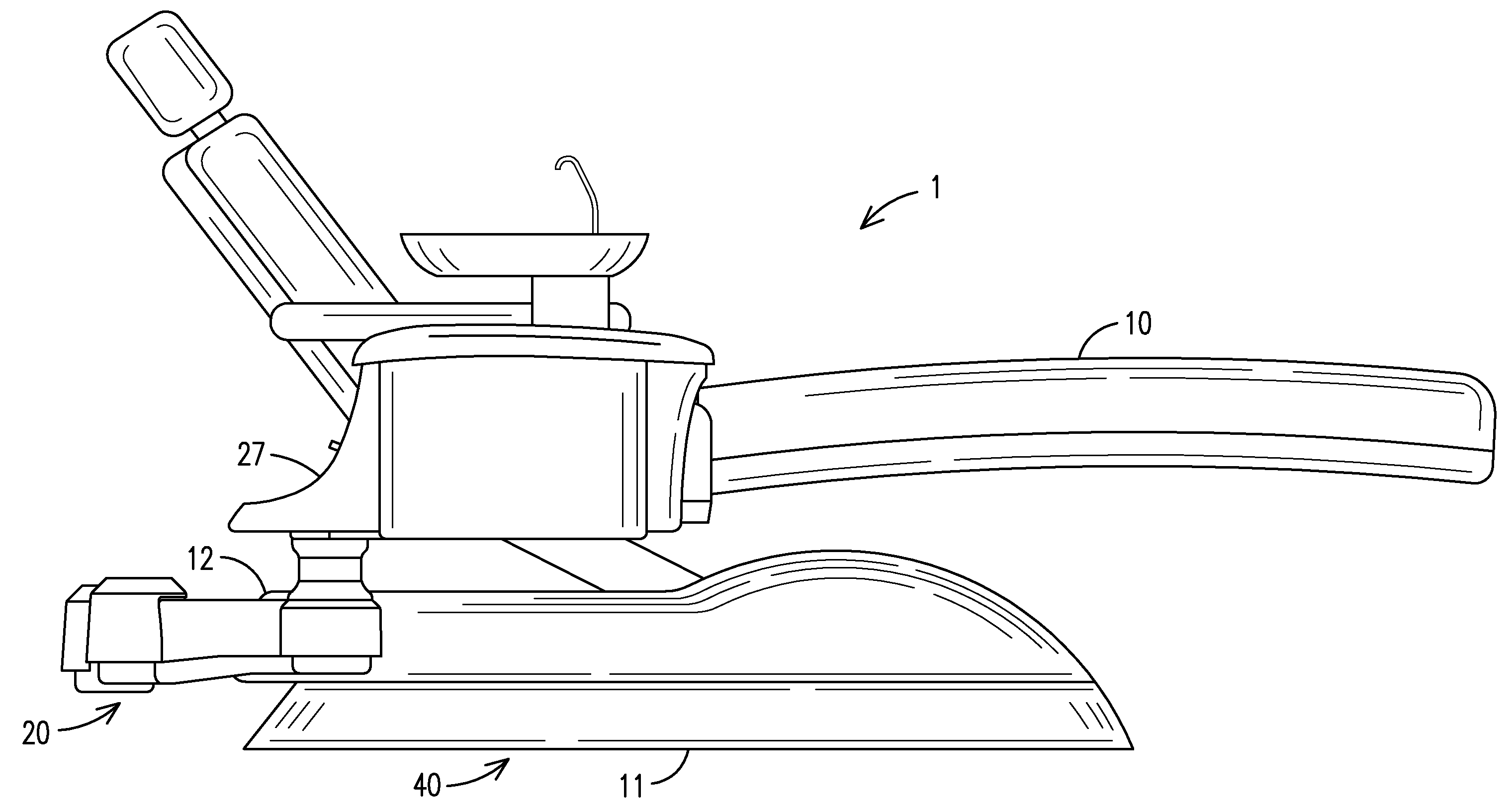 Dental Chair Having An Accessory Unit With An Adjustable Support Device