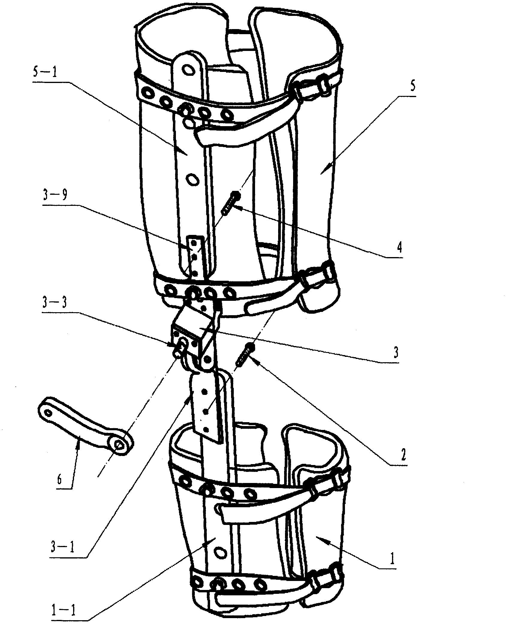 External artificial knee joint-noninvasive correction device for knee joint osteoarthropathy