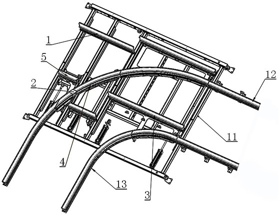 Linear sliding type annular shuttle truck turnout device