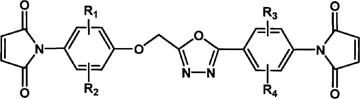 Bismaleimide containing 1,3,4-oxadiazole structure and preparation method thereof