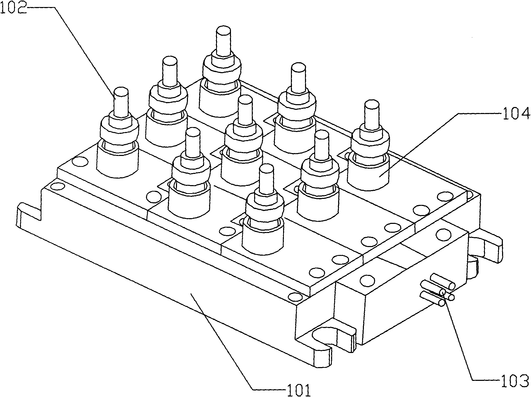 Vertical fiber coupling module with multiple semiconductor lasers
