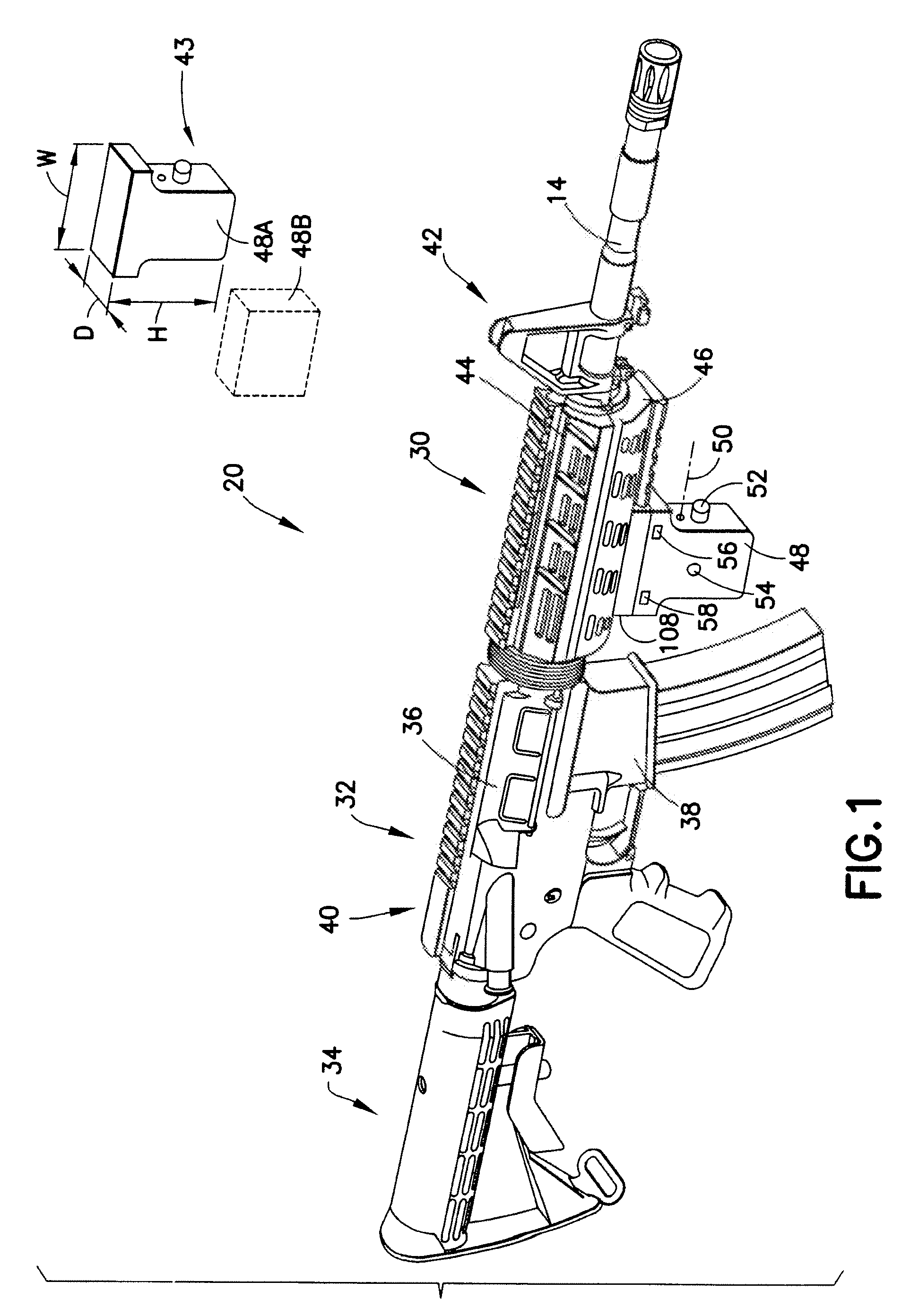 Hand grip system with integrated sight for mounting to firearm