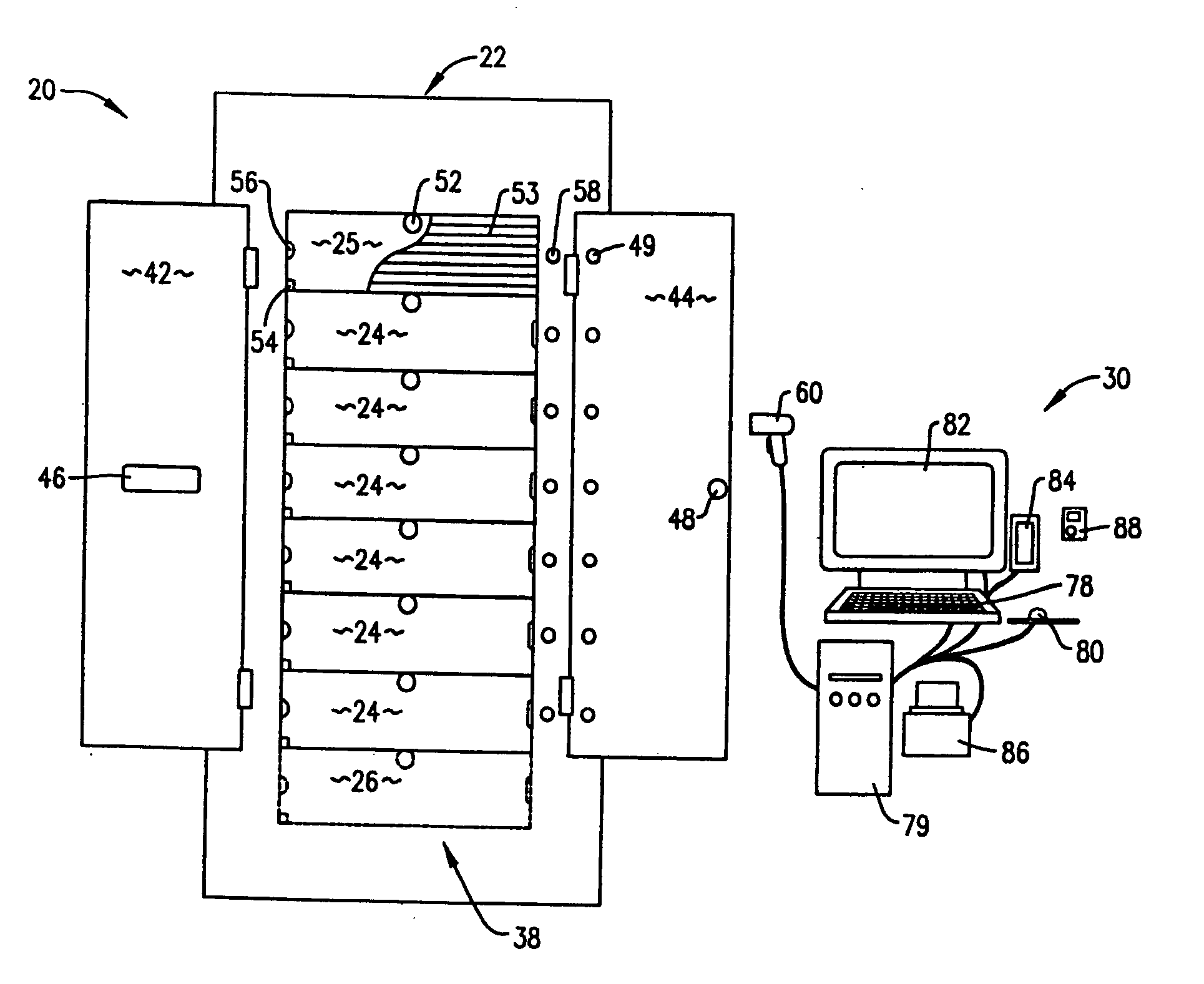 System, method, and computer program for managing storage and distribution of money tills or other items