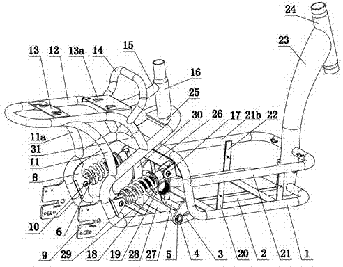 Suspension frame of two-wheel electric vehicle