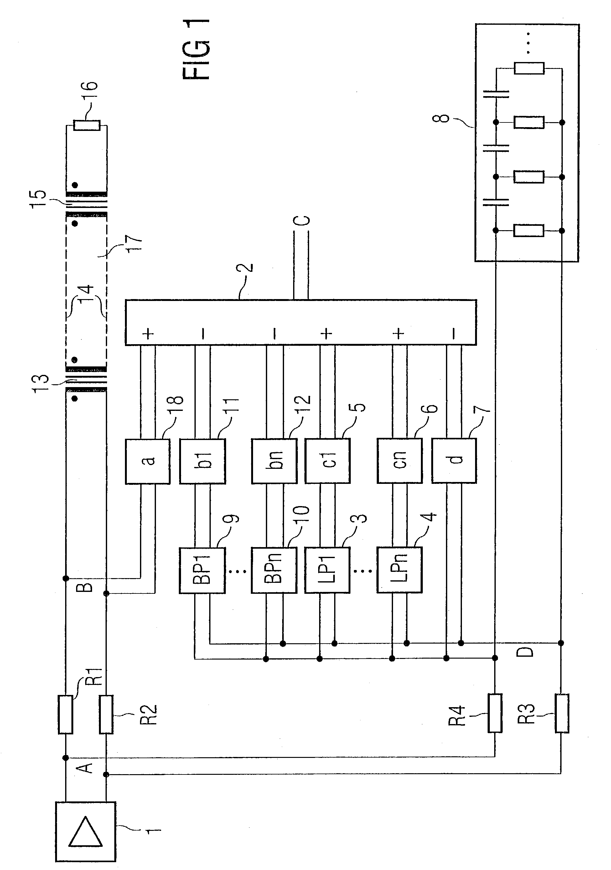 Circuit arrangement for the analogue suppression of echoes
