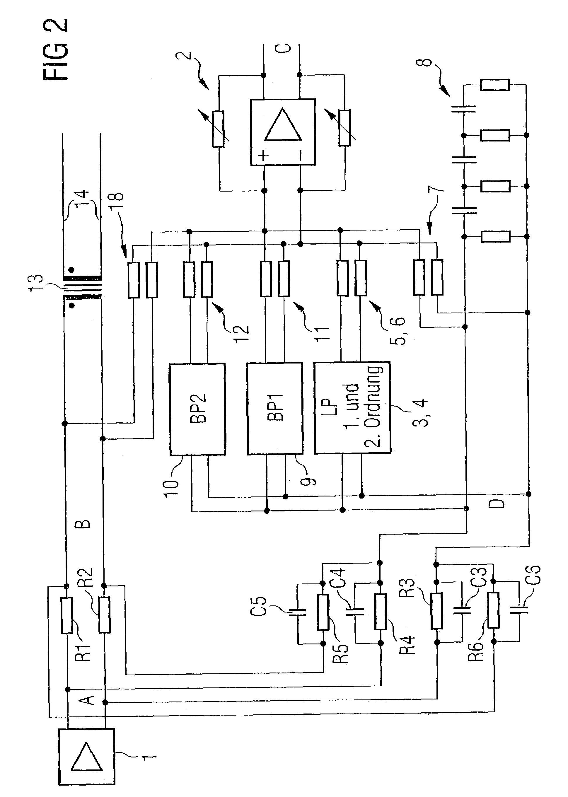 Circuit arrangement for the analogue suppression of echoes