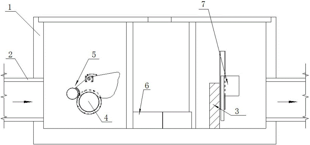 Sectioned intercepting and online treatment and discharging system