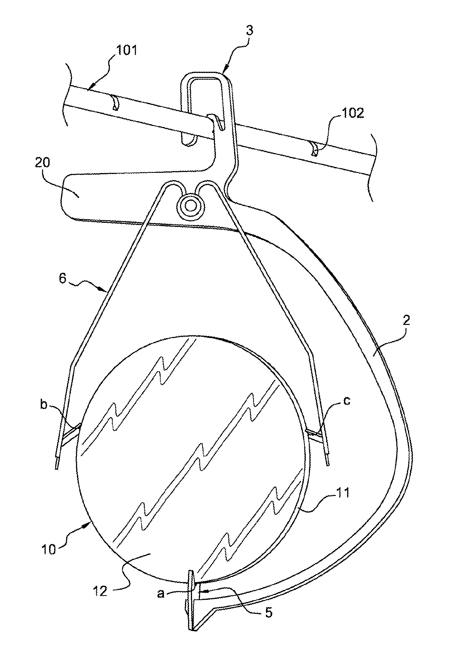Lens-holder with offset hook