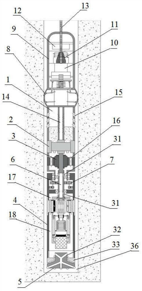 An armored cable electromagnetic percussion rotary drilling tool for bedrock under polar ice