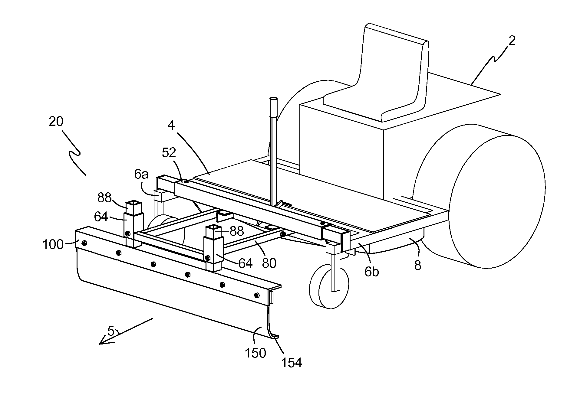 Moisture removal attachment for powered lawnmower