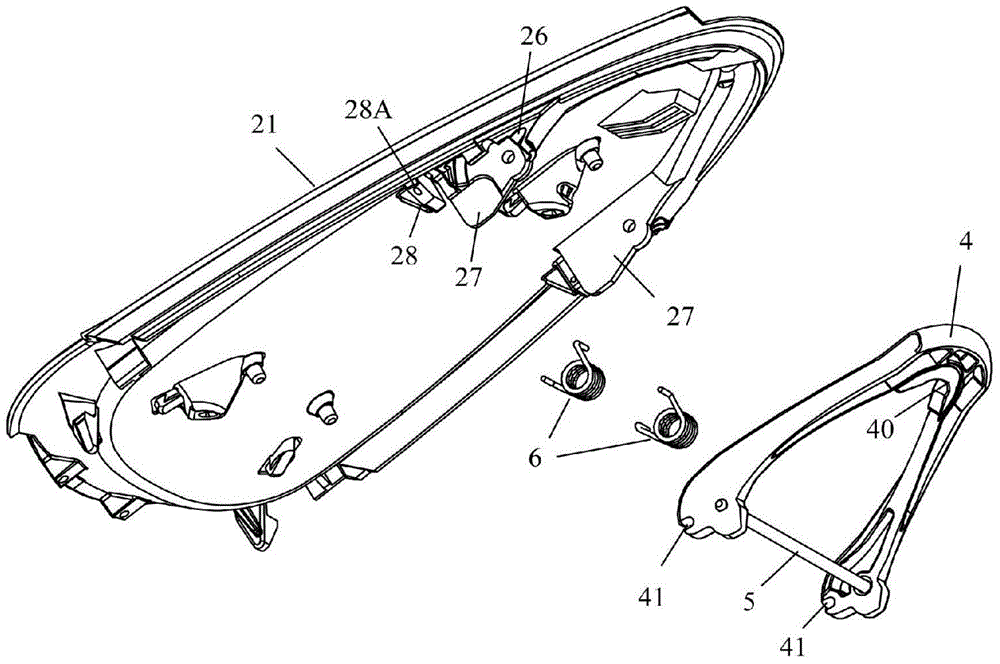 Household appliance comprising an iron and a portable base including an area for setting the iron