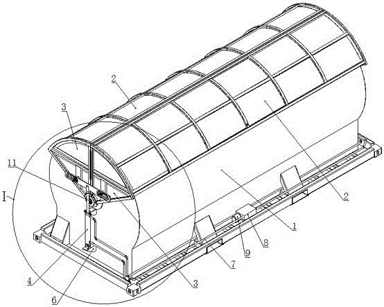 Cylindrical conveying box door opening and closing device
