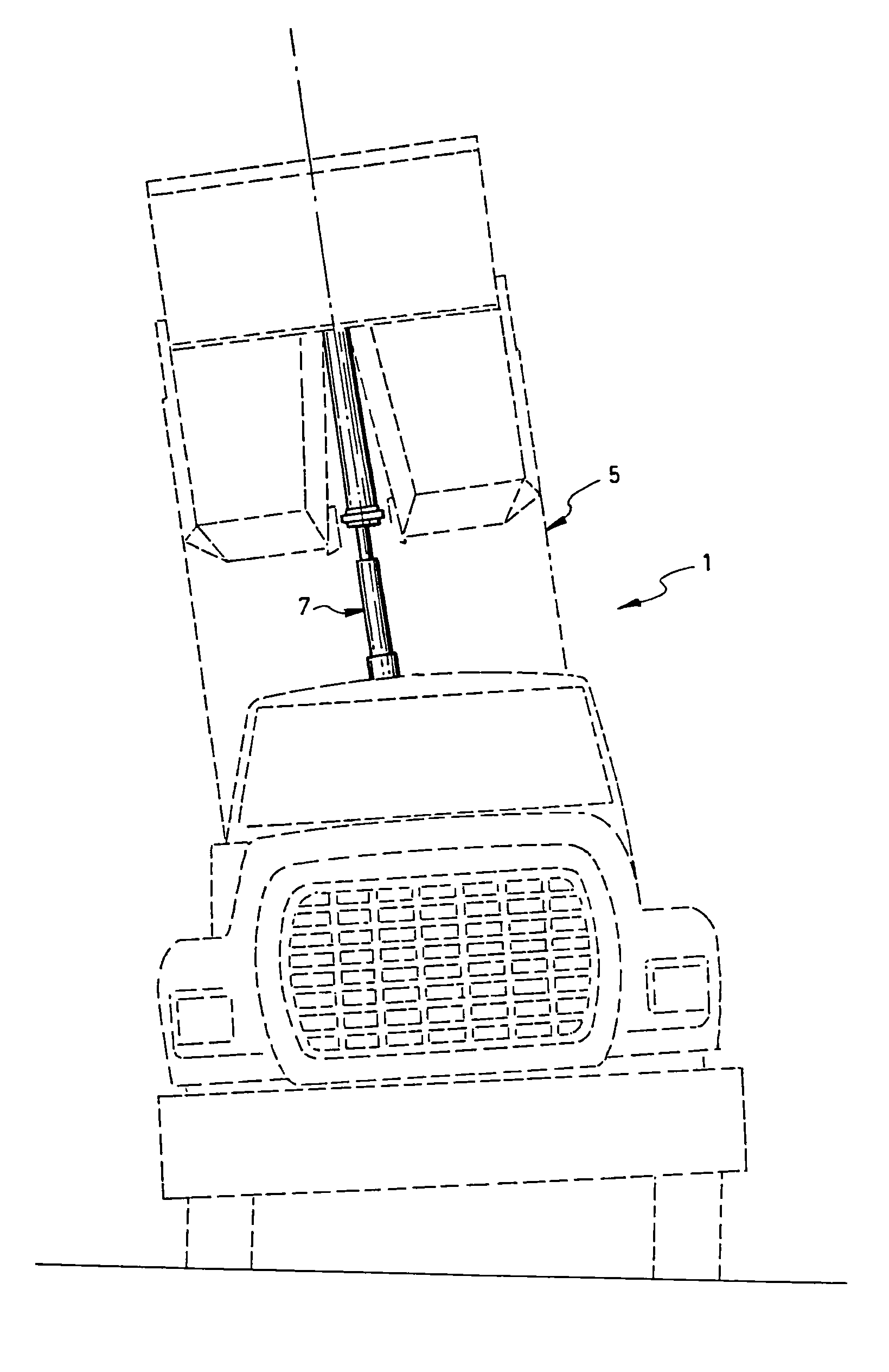 Mobile base for reducing lateral pressure of the body lift cylinder of a dump body