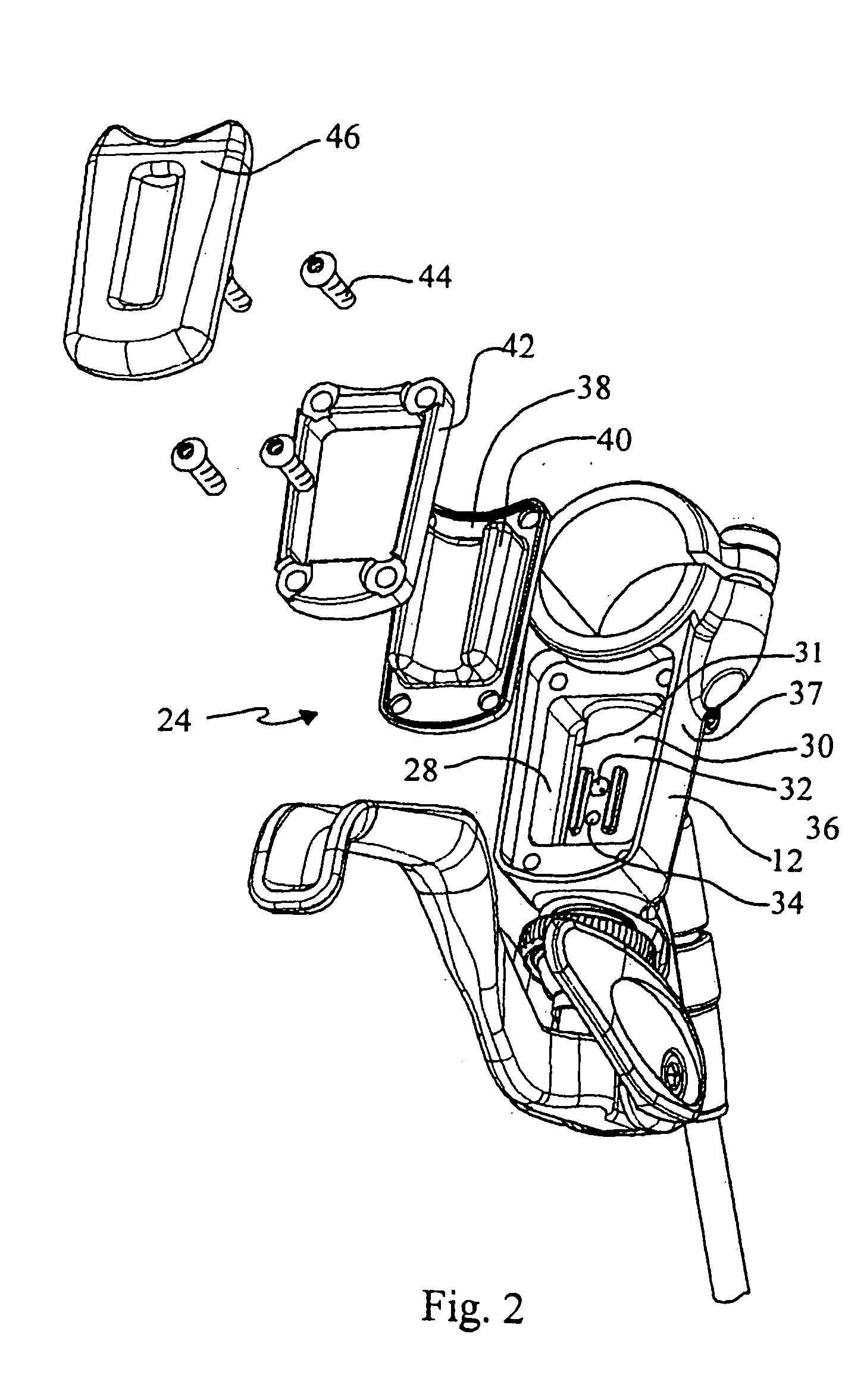 Master cylinder lever for a hydraulic disc brake having a backpack reservoir