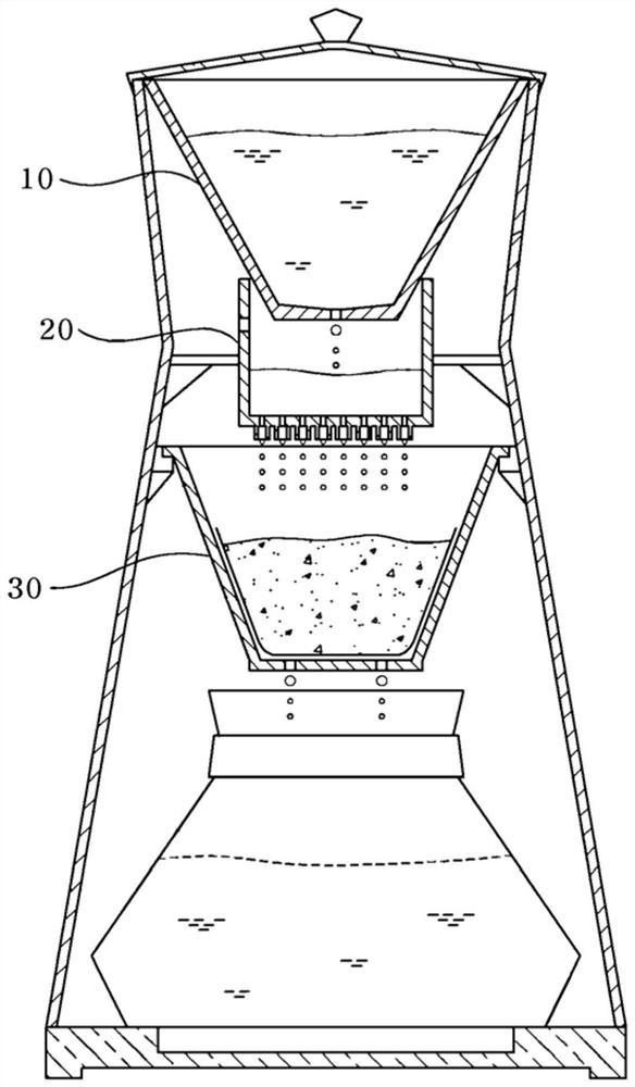Water supply device for coffee extraction using vacuum force