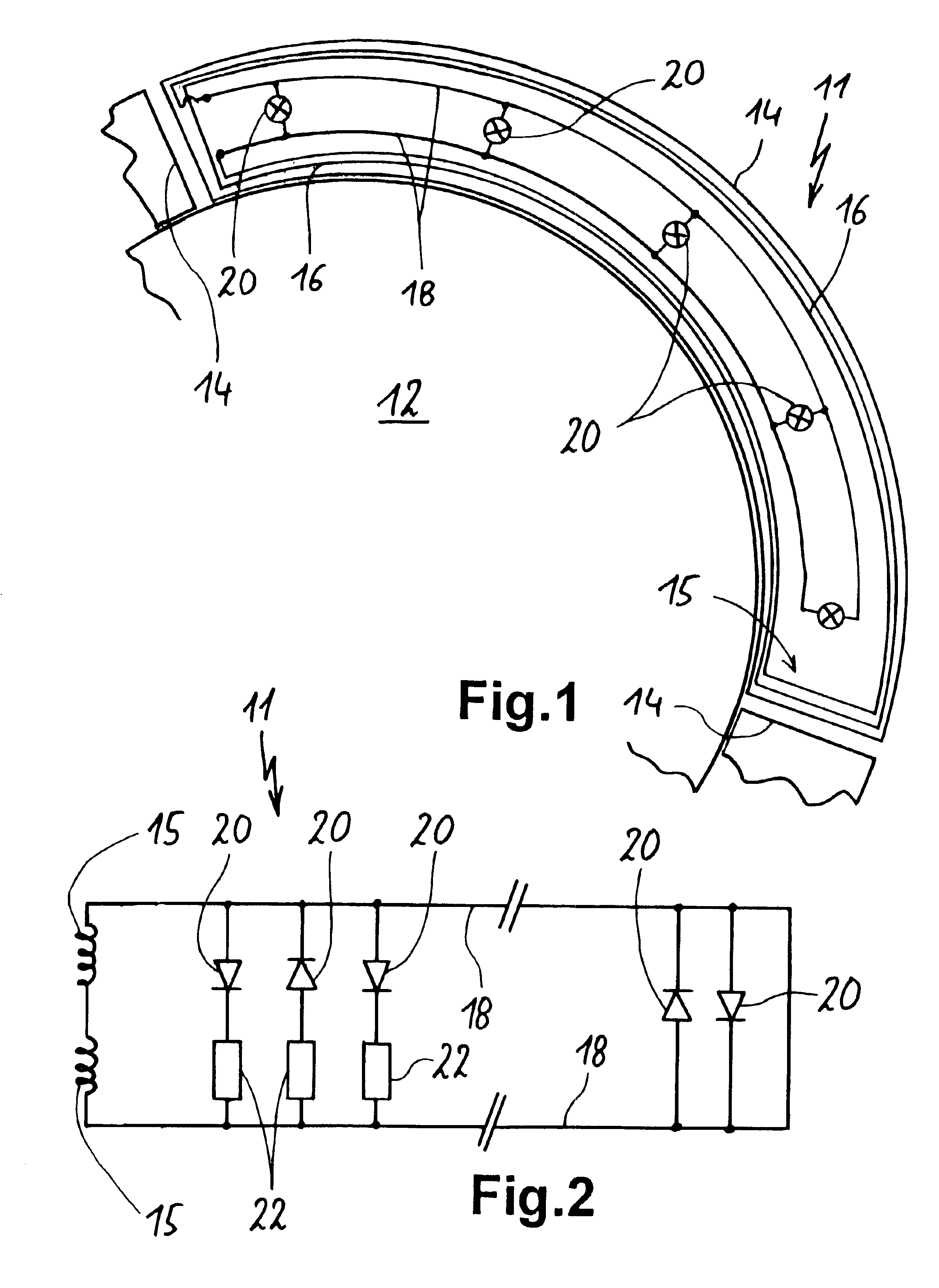 Apparatus for marking the operation of an induction coil by illumination