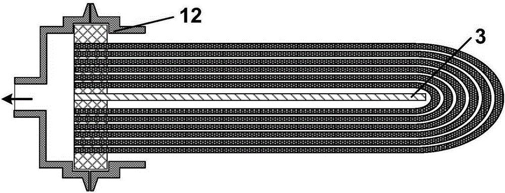 A U-shaped hollow fiber membrane element and module with single-side encapsulation