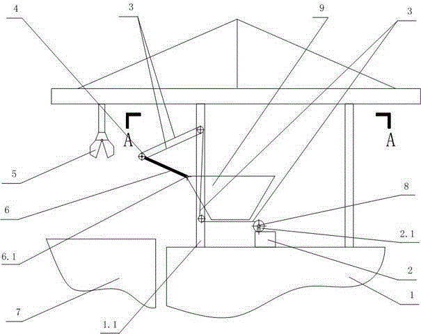 Secondary protection device for receiving plate of ship unloader