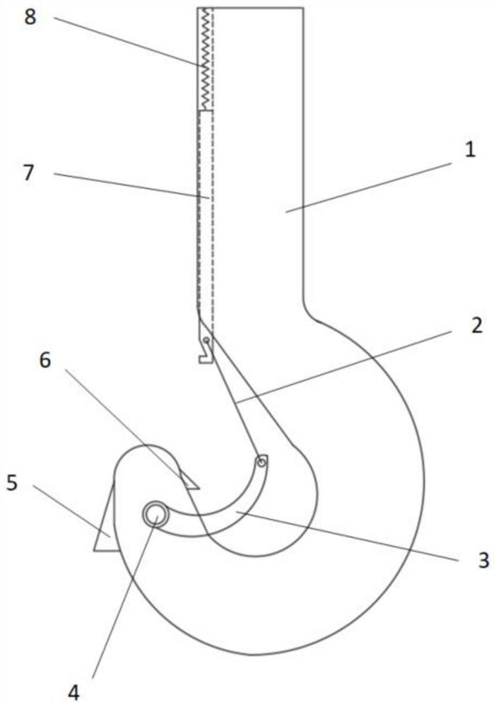 Anti-unhooking device for crane hook