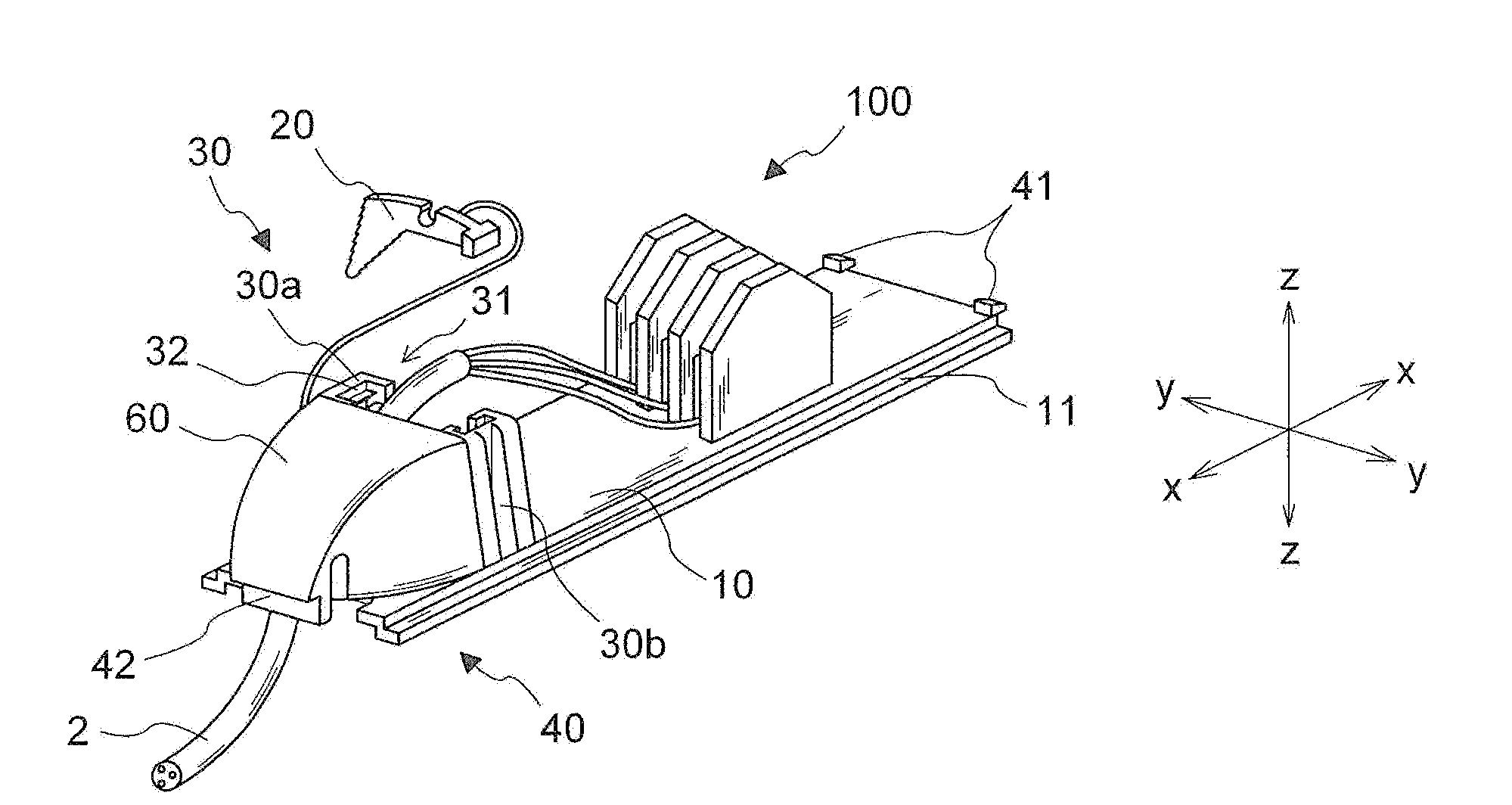 Combined Cable Guiding/Clamping Device