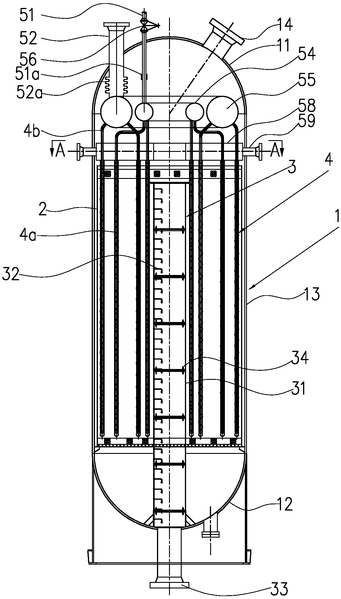 Water-cooled reactor for methanol synthesis