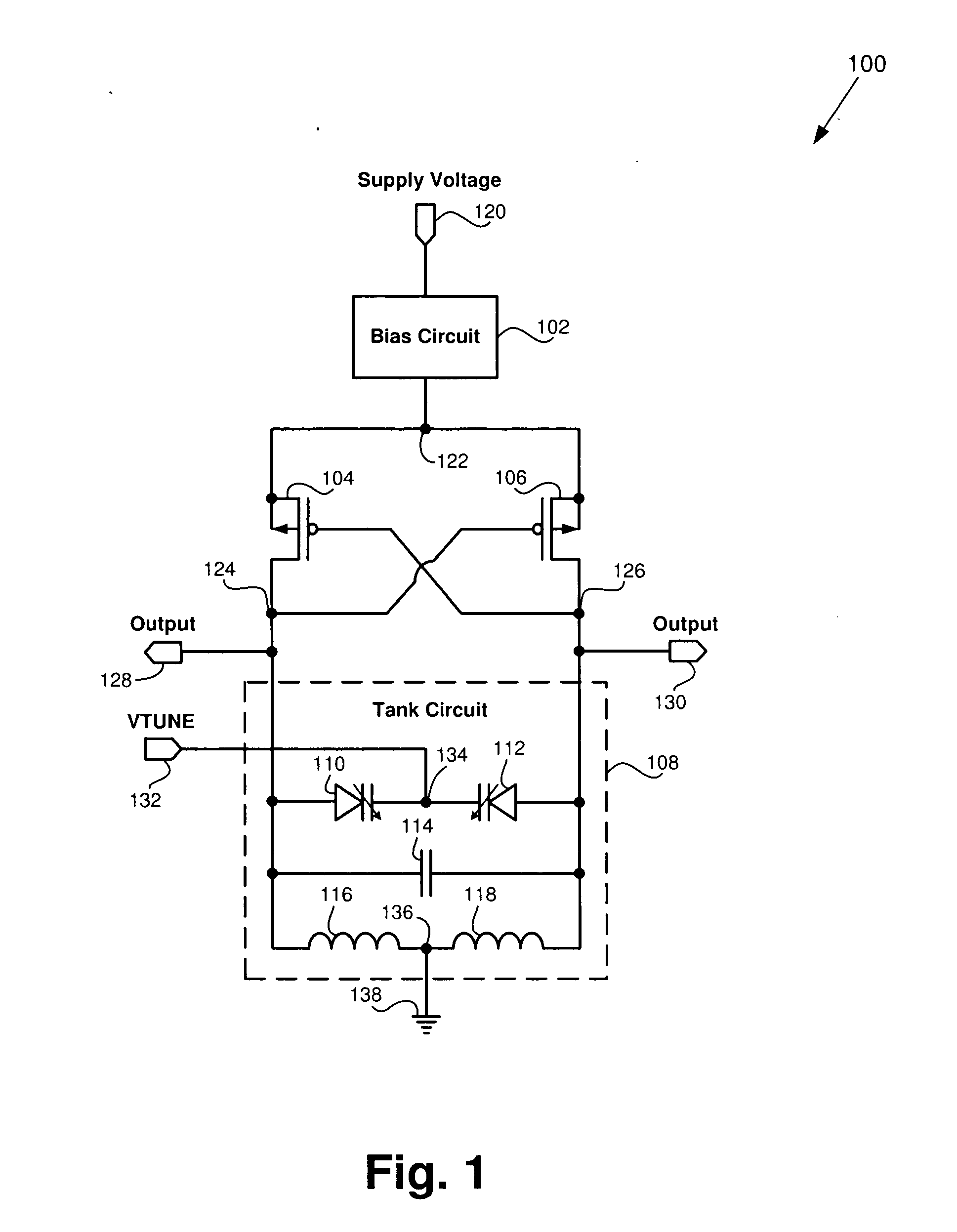 Voltage controlled oscillator with varactor-less tuning