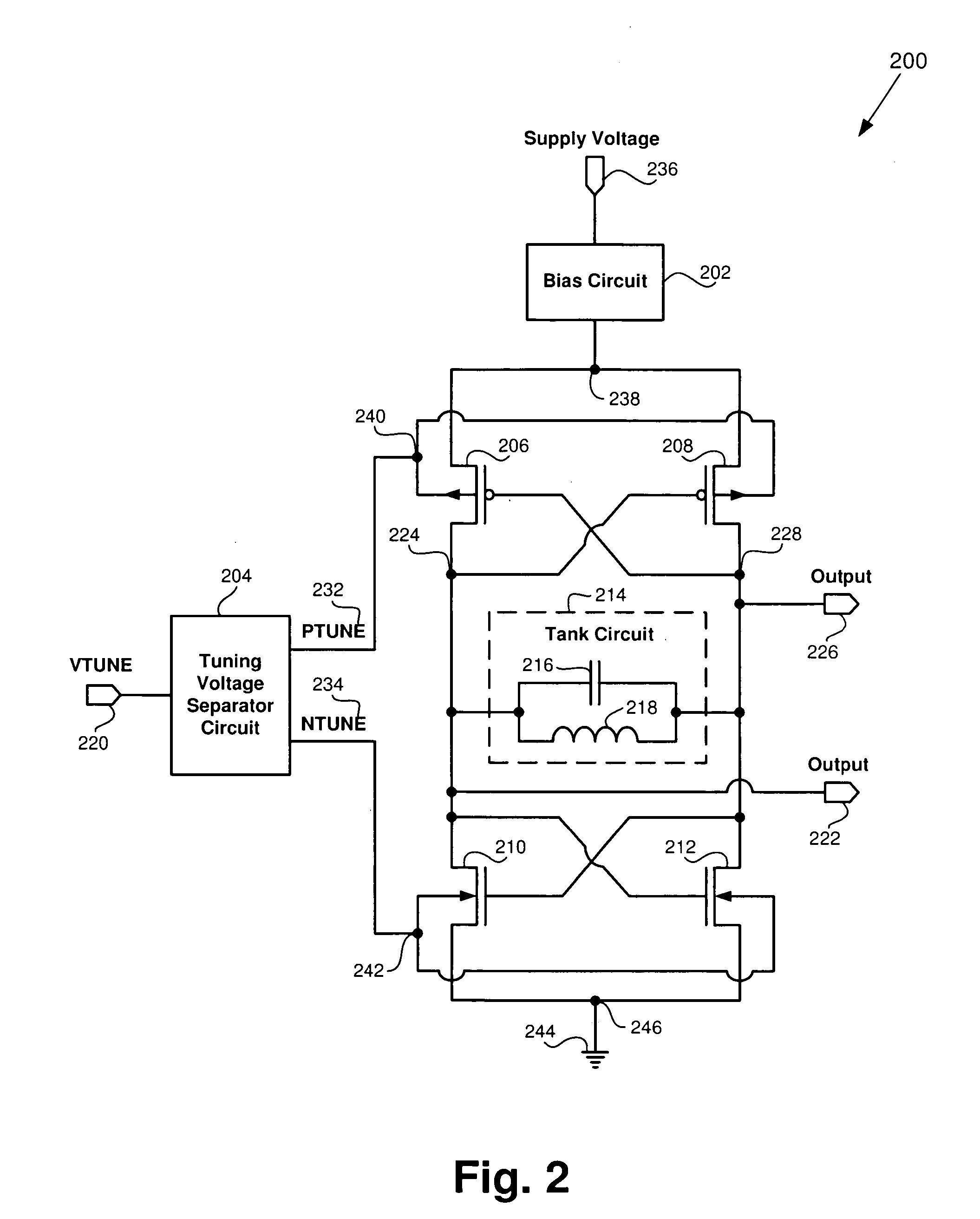 Voltage controlled oscillator with varactor-less tuning