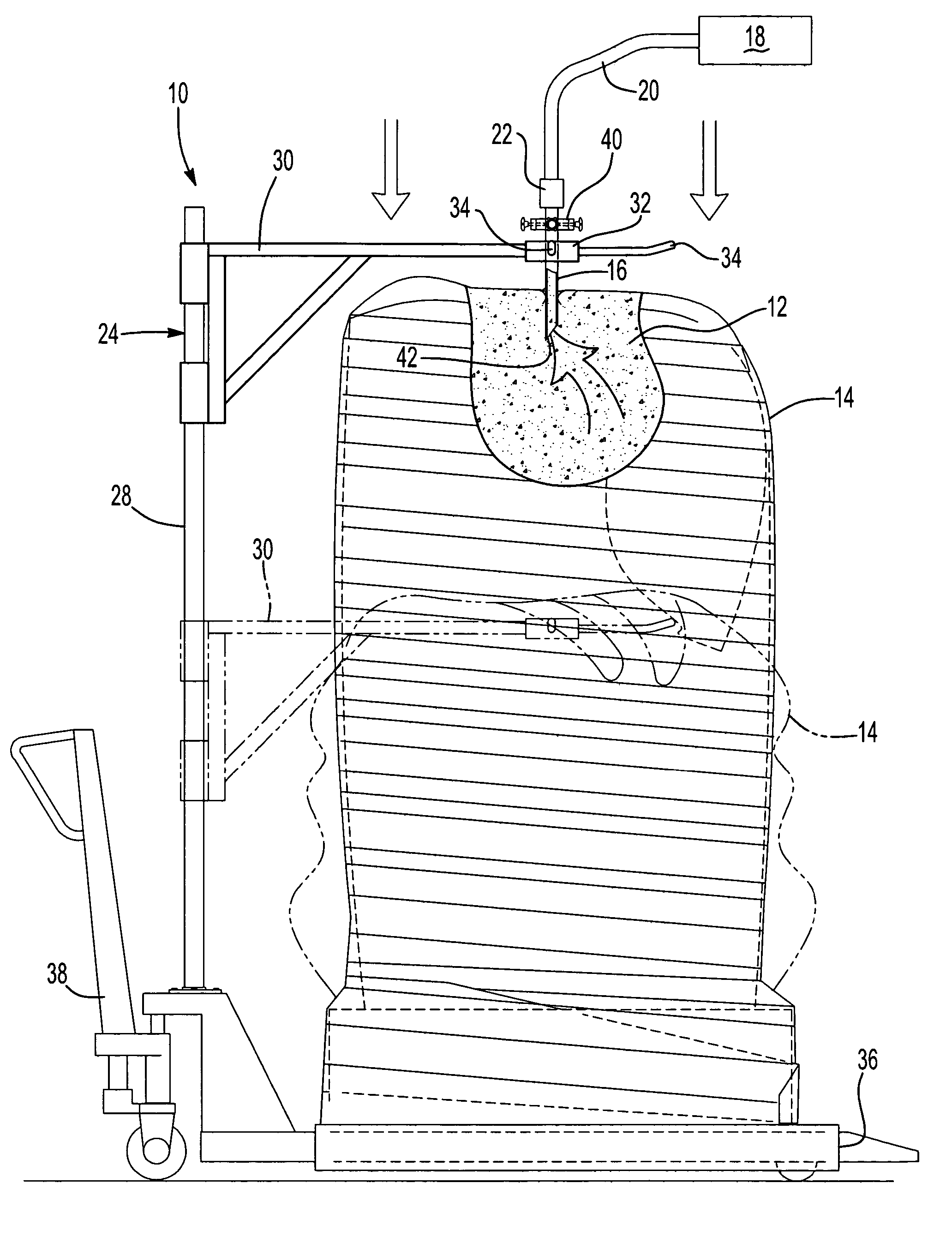 Vacuum wand assembly for extracting a product from a container