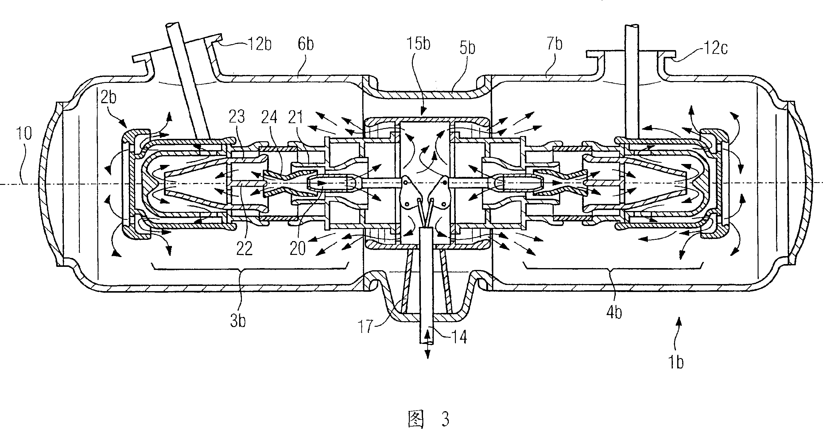 Capsule housing extending in an essentially tubular manner comprising at least three housing sections