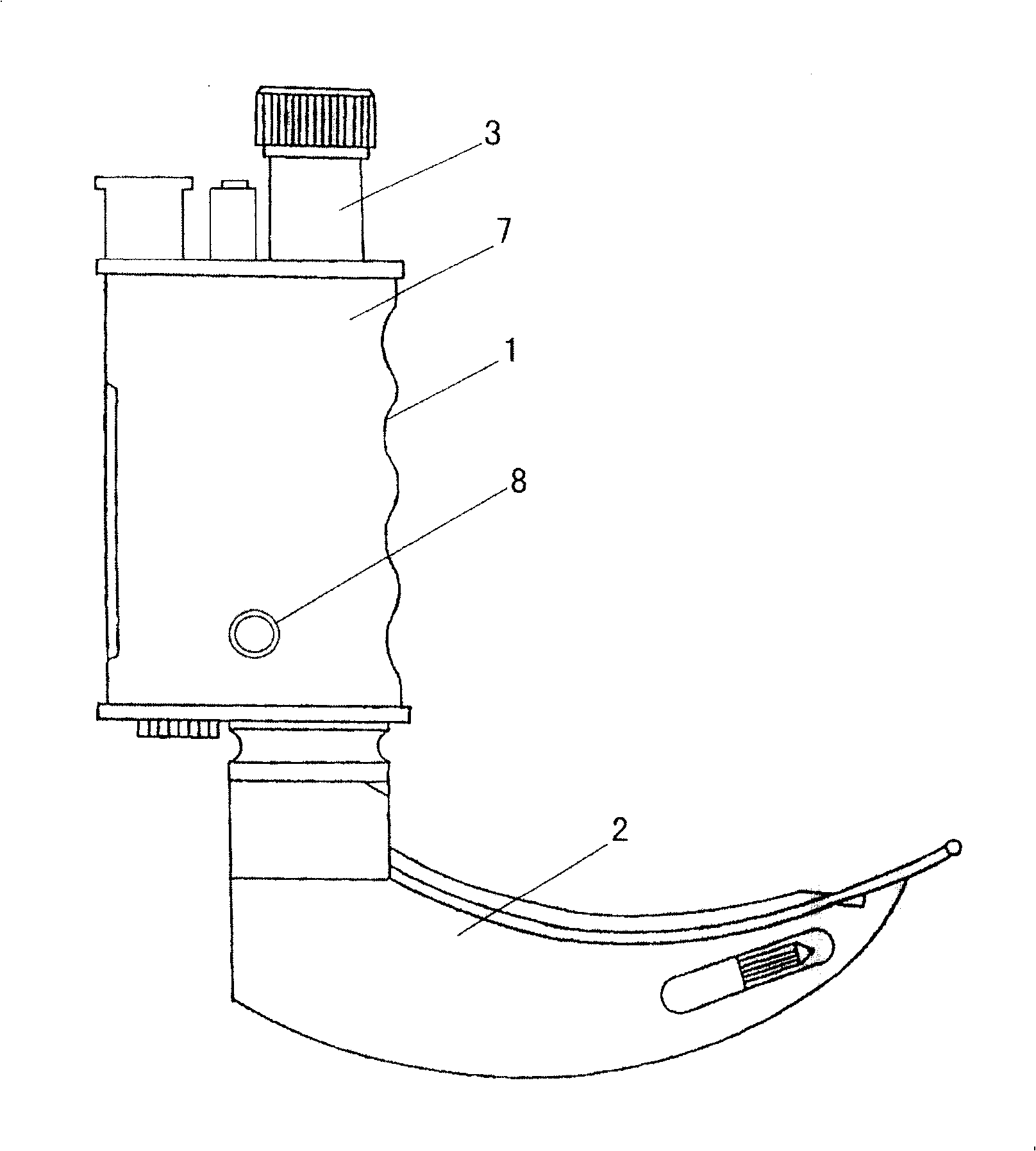 Anaesthetic throat mirrow having hand controlled oxygen spray and medicine spray device