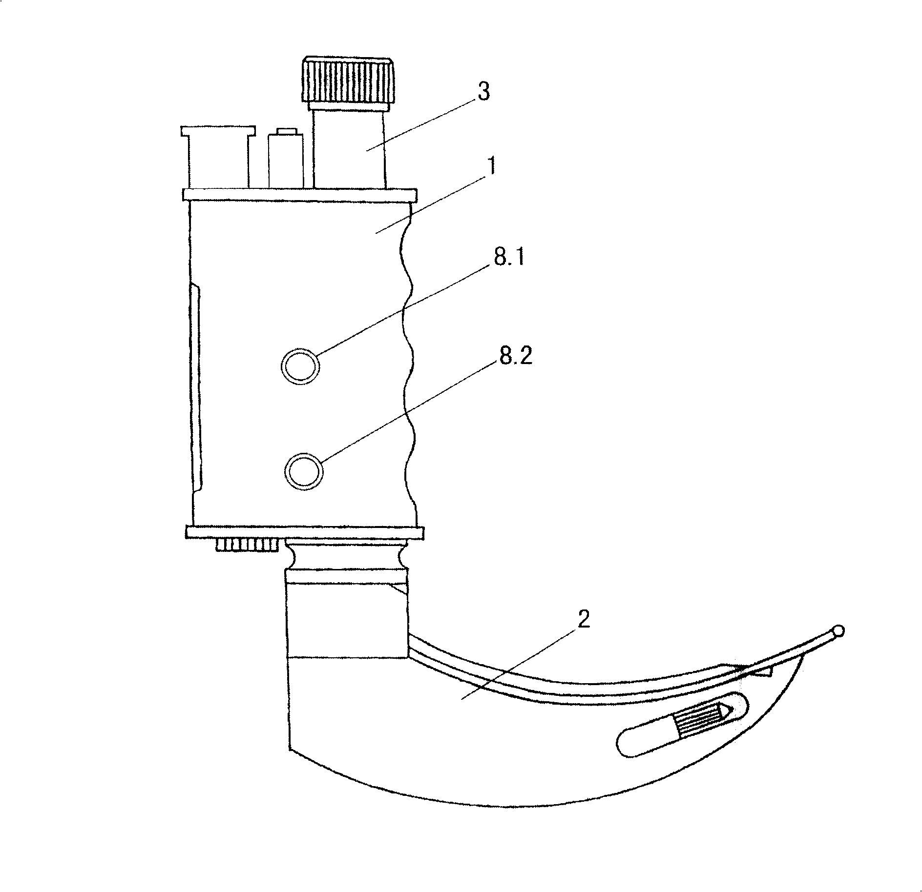 Anaesthetic throat mirrow having hand controlled oxygen spray and medicine spray device