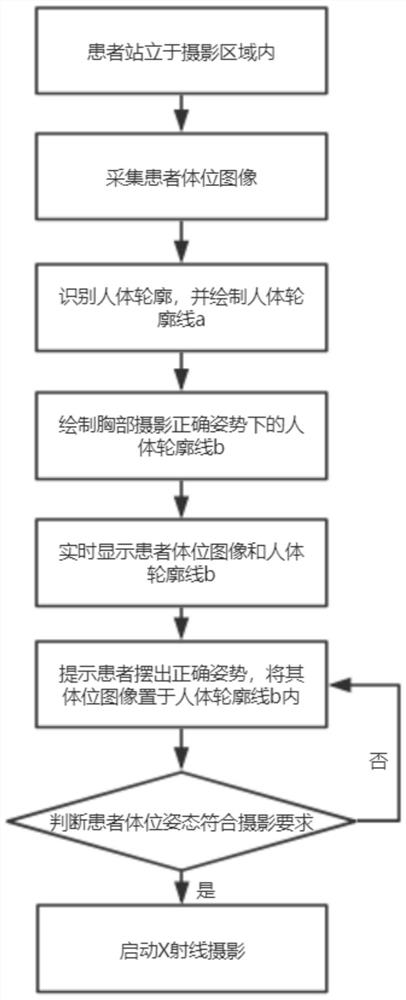 Intelligent physical examination x-ray chest photography posture guidance method and system