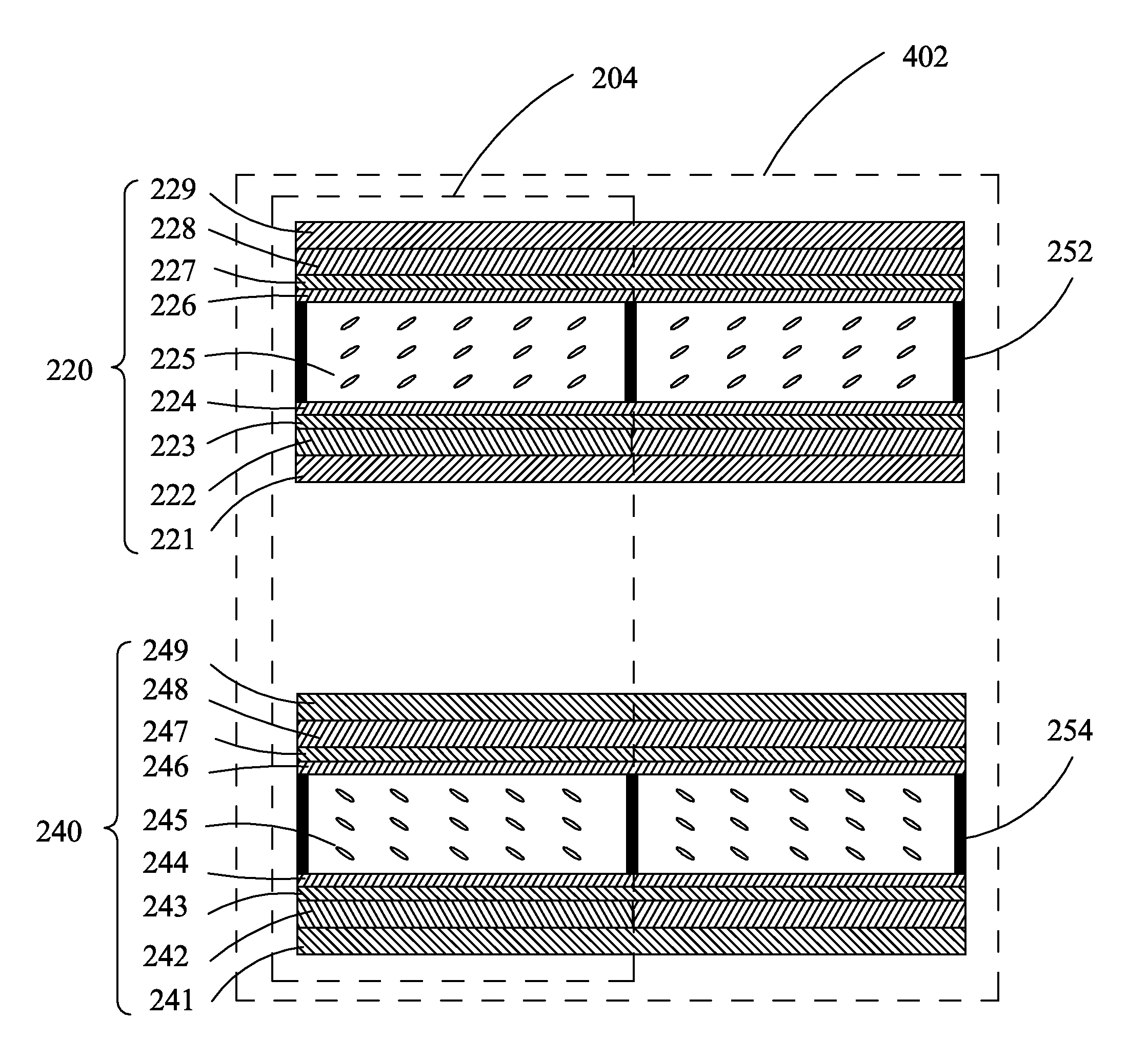 Double layer liquid crystal (LC) fabry-perot (FP) filter display device