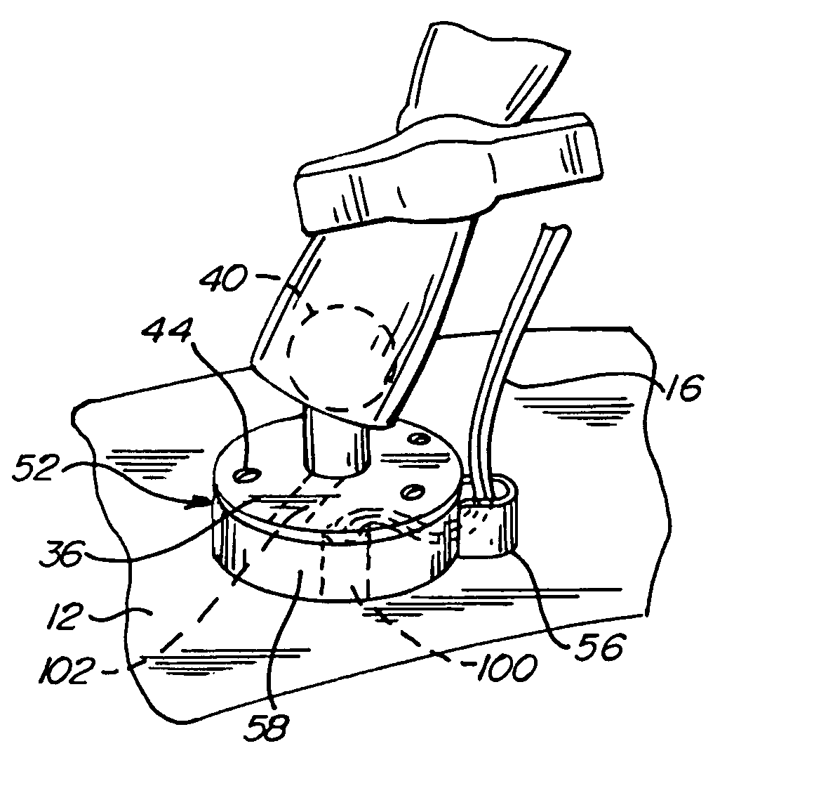Boat mounted interface for directing a bend in a flexible element