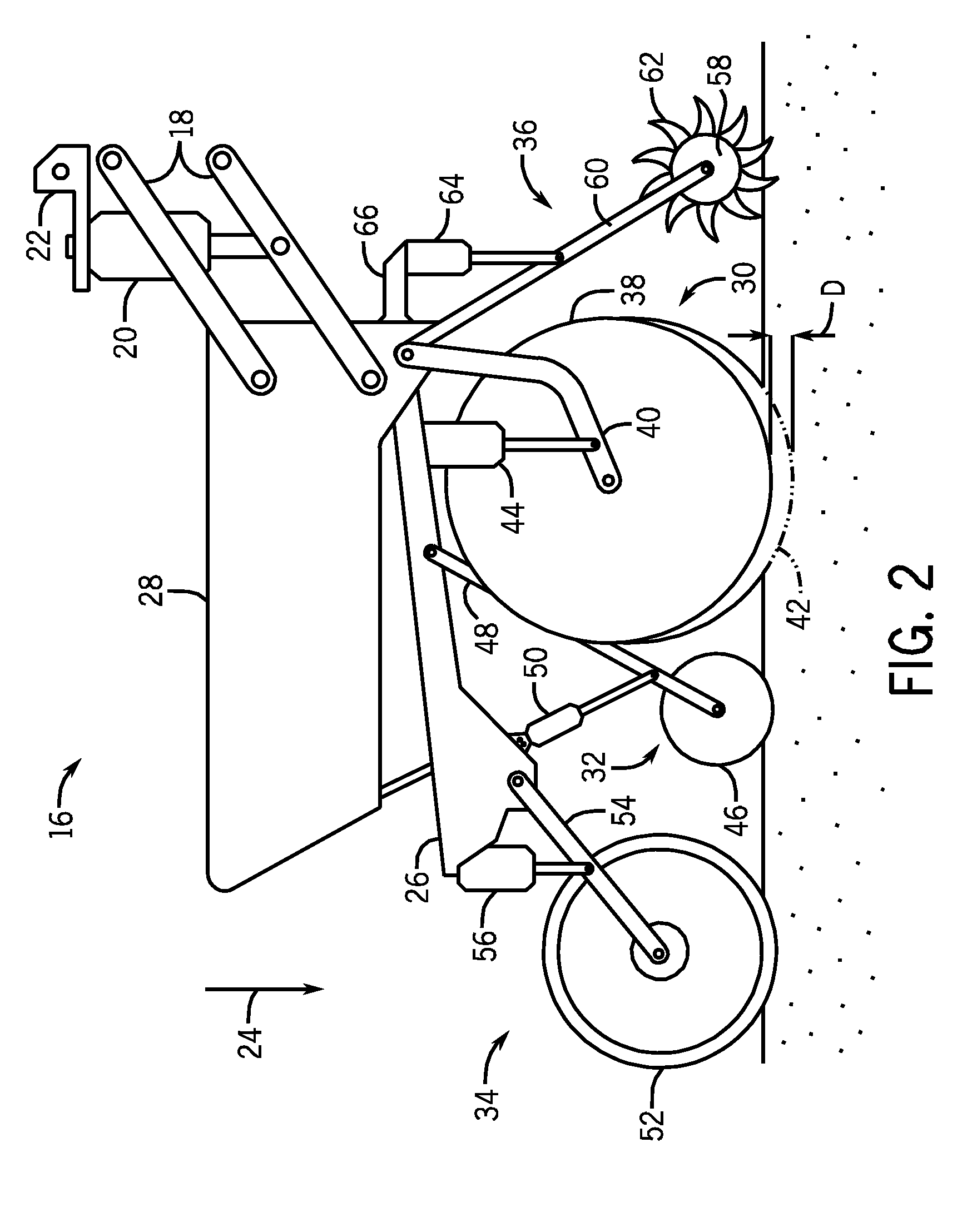 Agricultural implement with combined down force and depth control