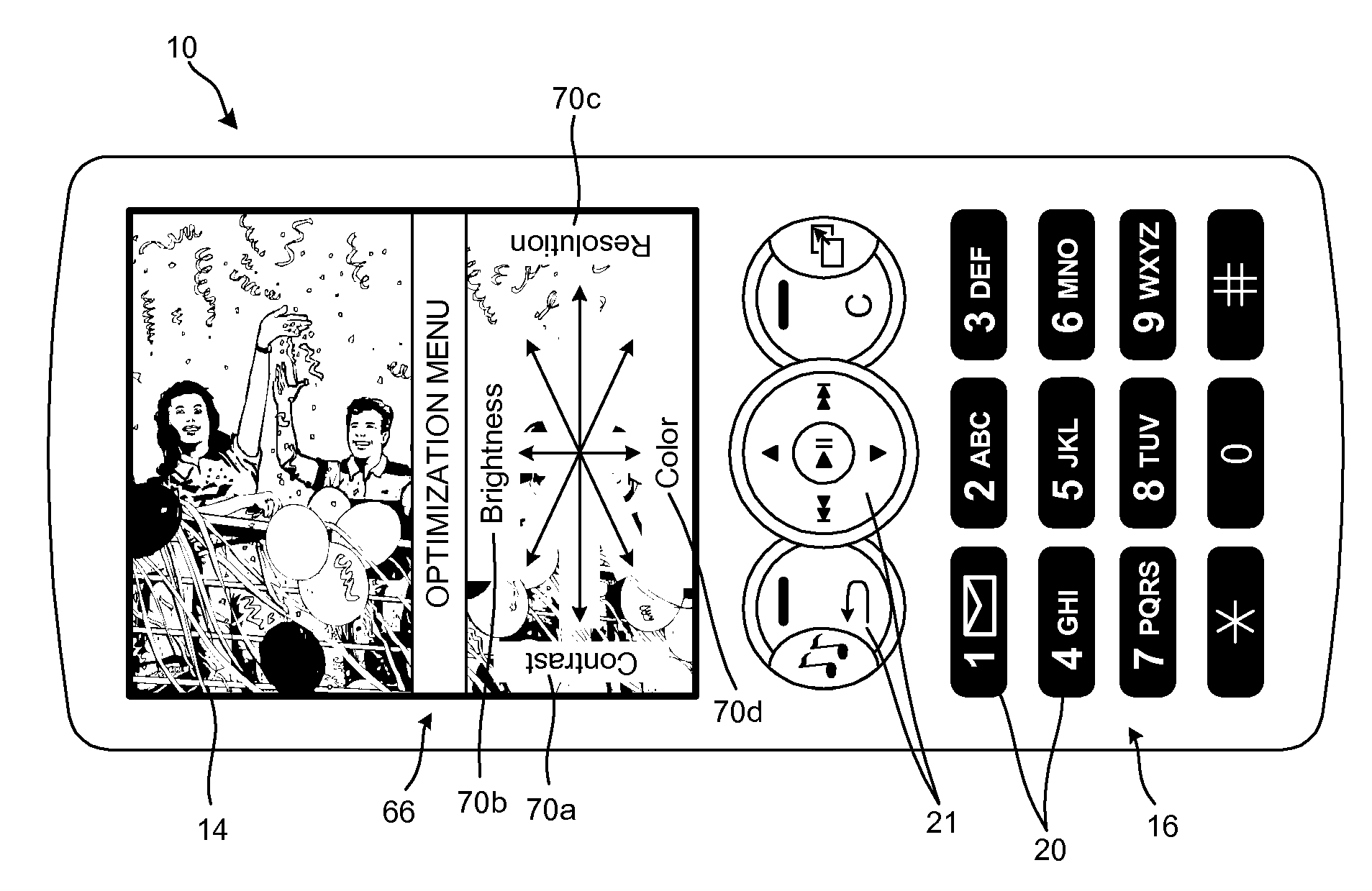 Method and system for adjusting camera settings in a camera equipped mobile radio terminal