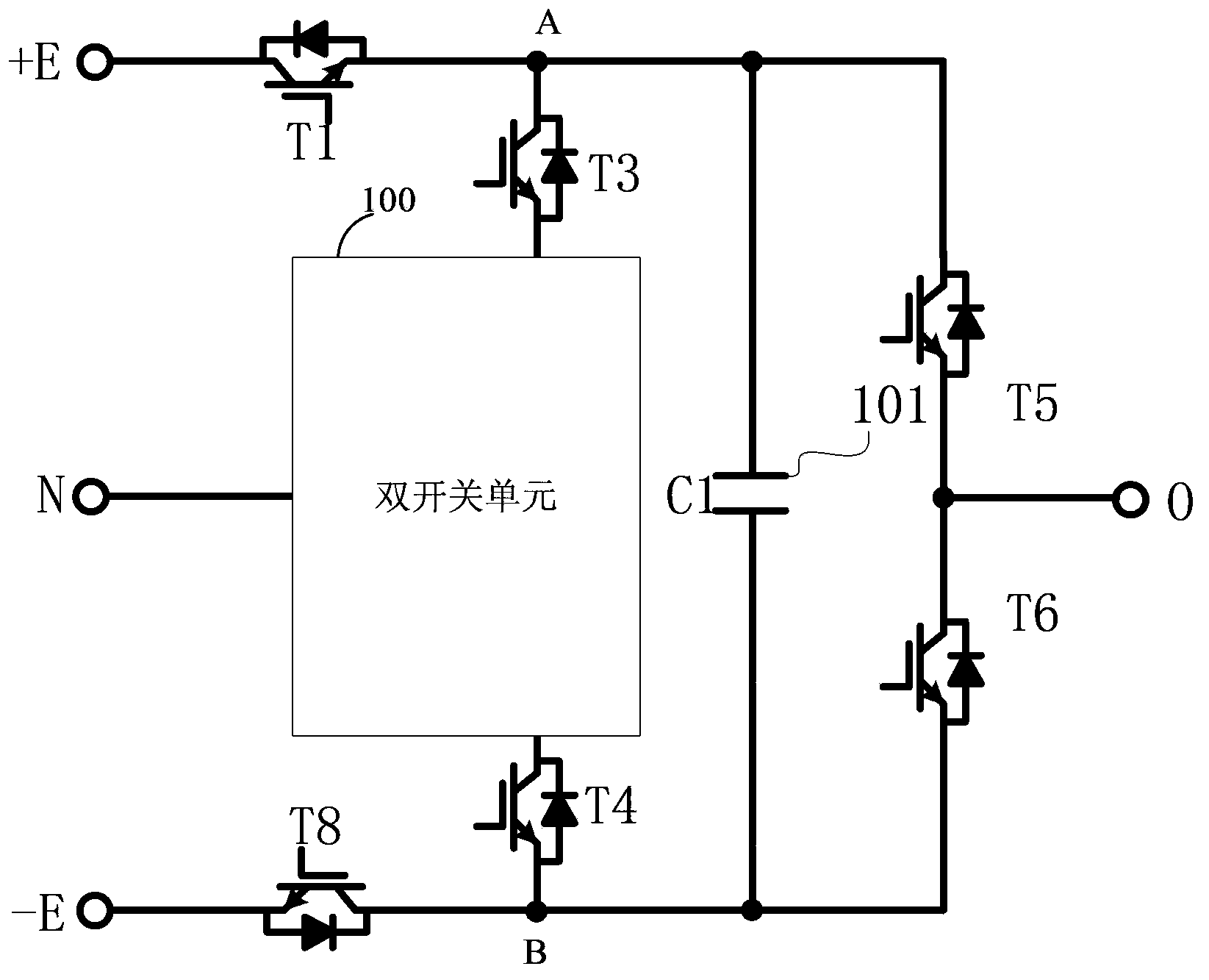 Single-phase five-level topology and inverter