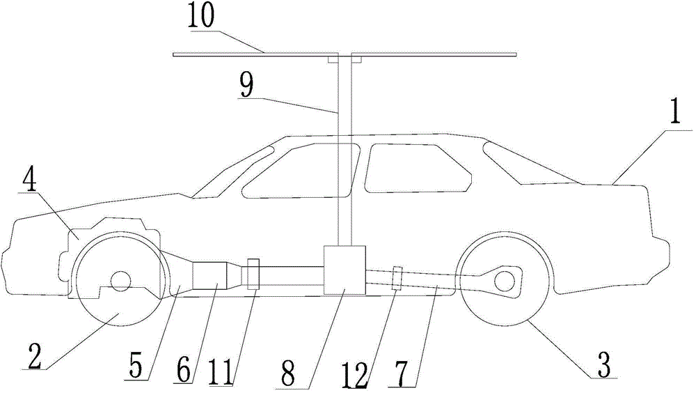 Automobile capable of spanning barriers