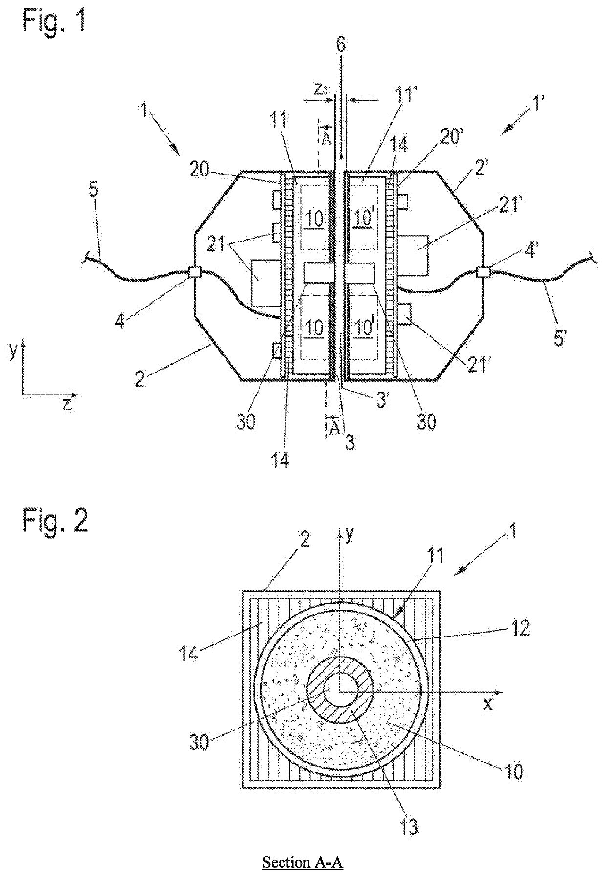 Contactless inductive energy transmission device and method