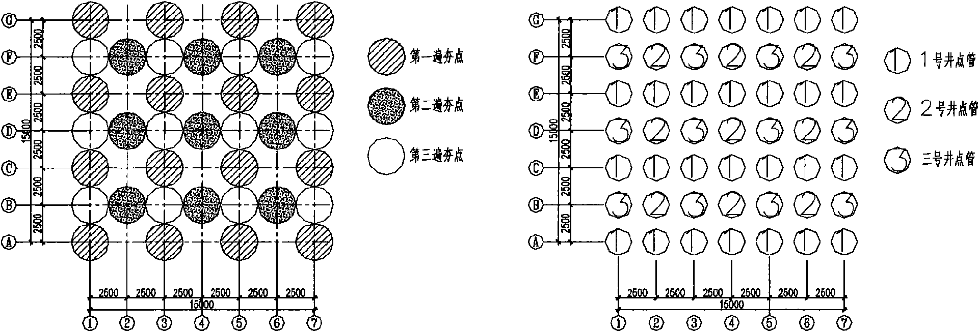 Method for processing foundation through one-time pipe insertion and multi-time vacuum well point precipitation dynamic consolidation