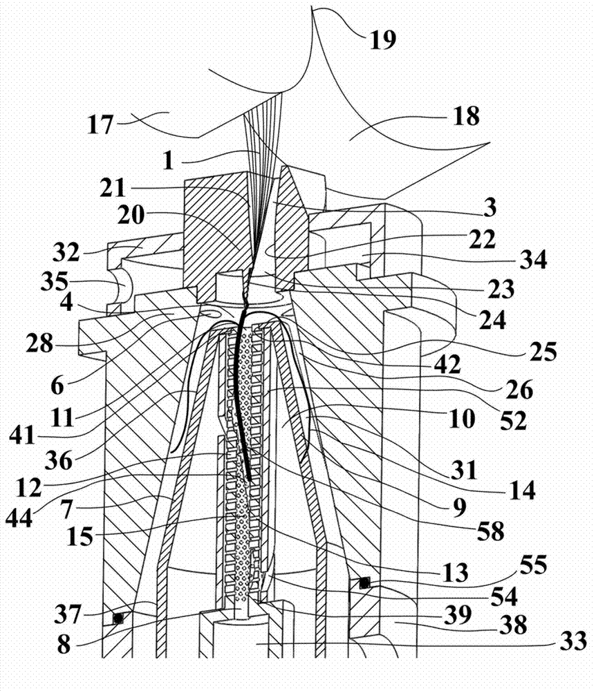 Air injection vortex spinning device with pumping component