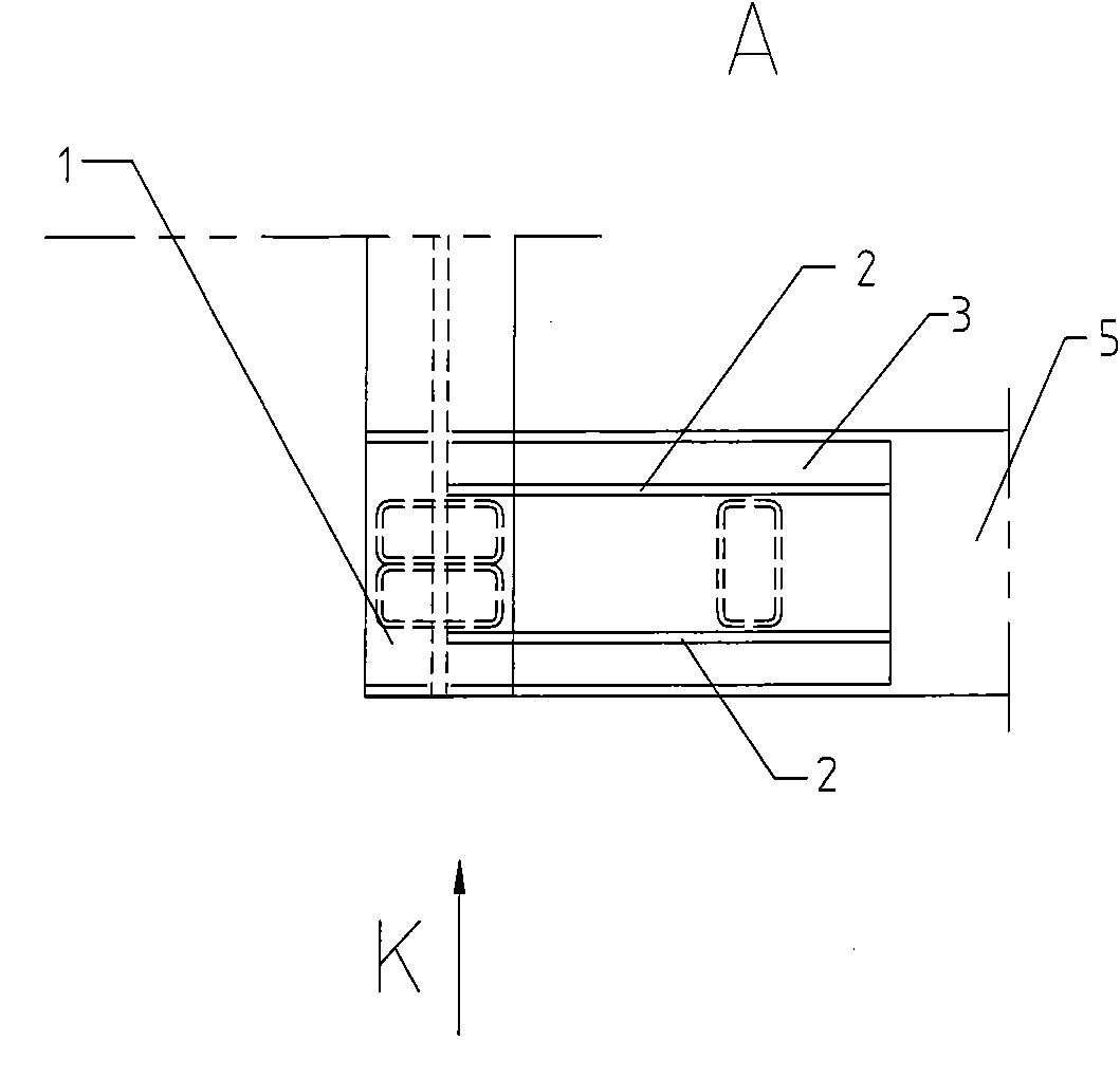 Tractor support beam structure on elevator