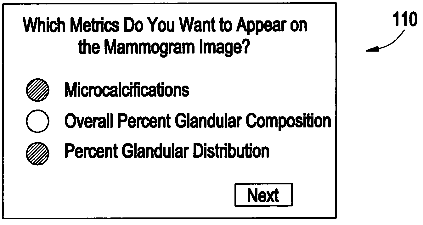 Method and apparatus for providing mammographic image metrics to a clinician