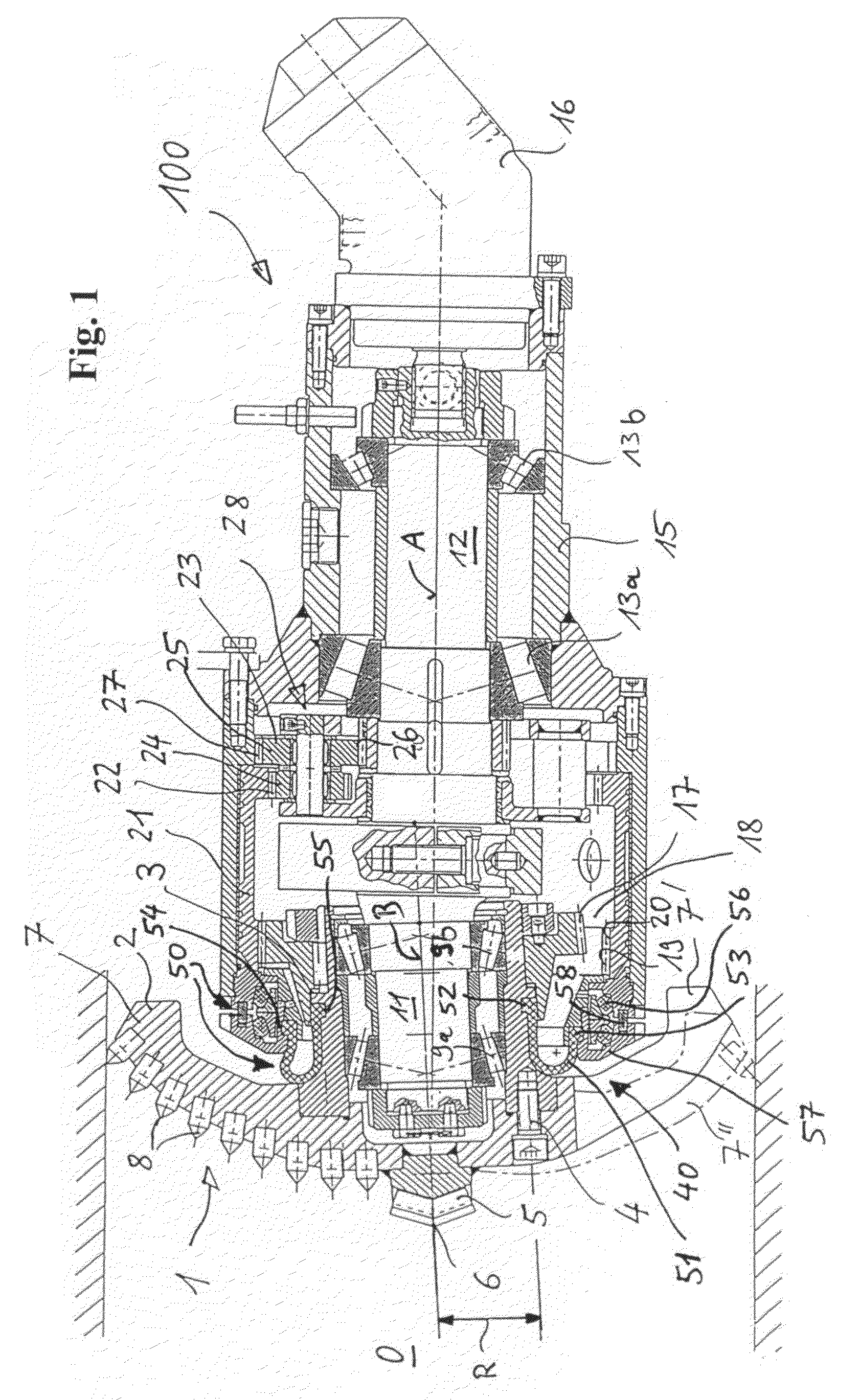 Device for advancing drillings in the ground